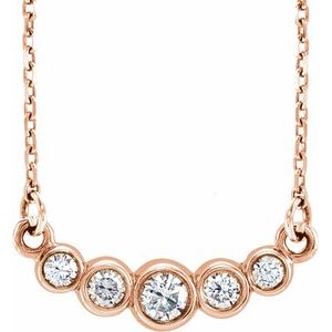 14K Rose Gold Round 2.7Mm G-H I1 Graduated 1/6 Ctw Natural Diamond Necklace, Length: 18 In