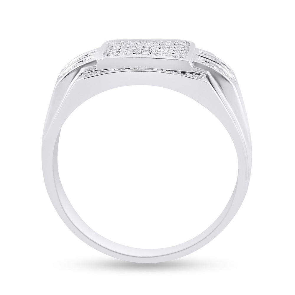 10K White Gold Mens Round Diamond Square Cluster Ring 1/3 Cttw, Mens Size: 7-13