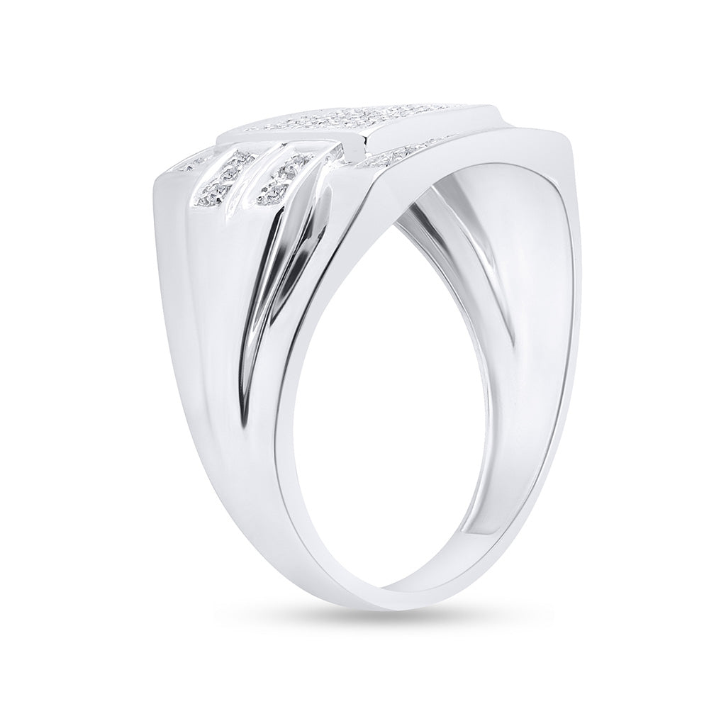 10K White Gold Mens Round Diamond Square Cluster Ring 1/3 Cttw, Mens Size: 7-13
