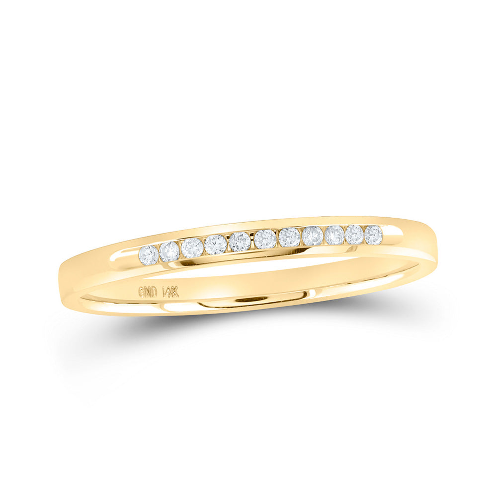 14K Yellow Or White Gold  Womens Round Channel-set Diamond Single Row Wedding Band 1/10 Cttw, Womens Size: 5-10