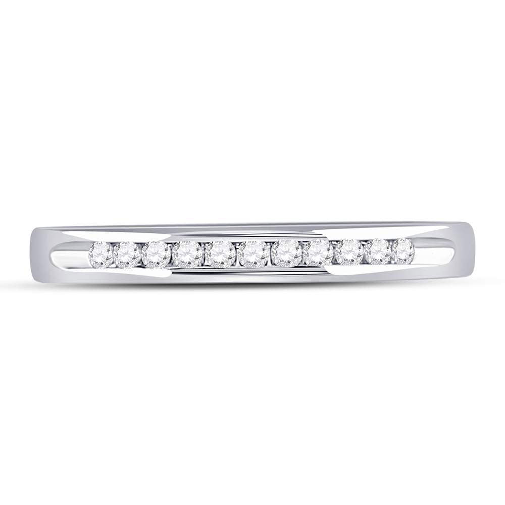 14K Yellow Or White Gold  Womens Round Channel-set Diamond Single Row Wedding Band 1/10 Cttw, Womens Size: 5-10