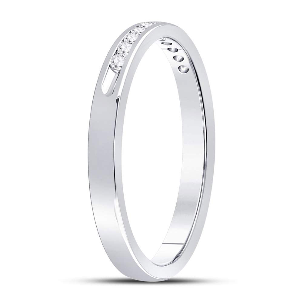 14K Yellow Or White Gold  Womens Round Channel-set Diamond Single Row Wedding Band 1/10 Cttw, Womens Size: 5-10
