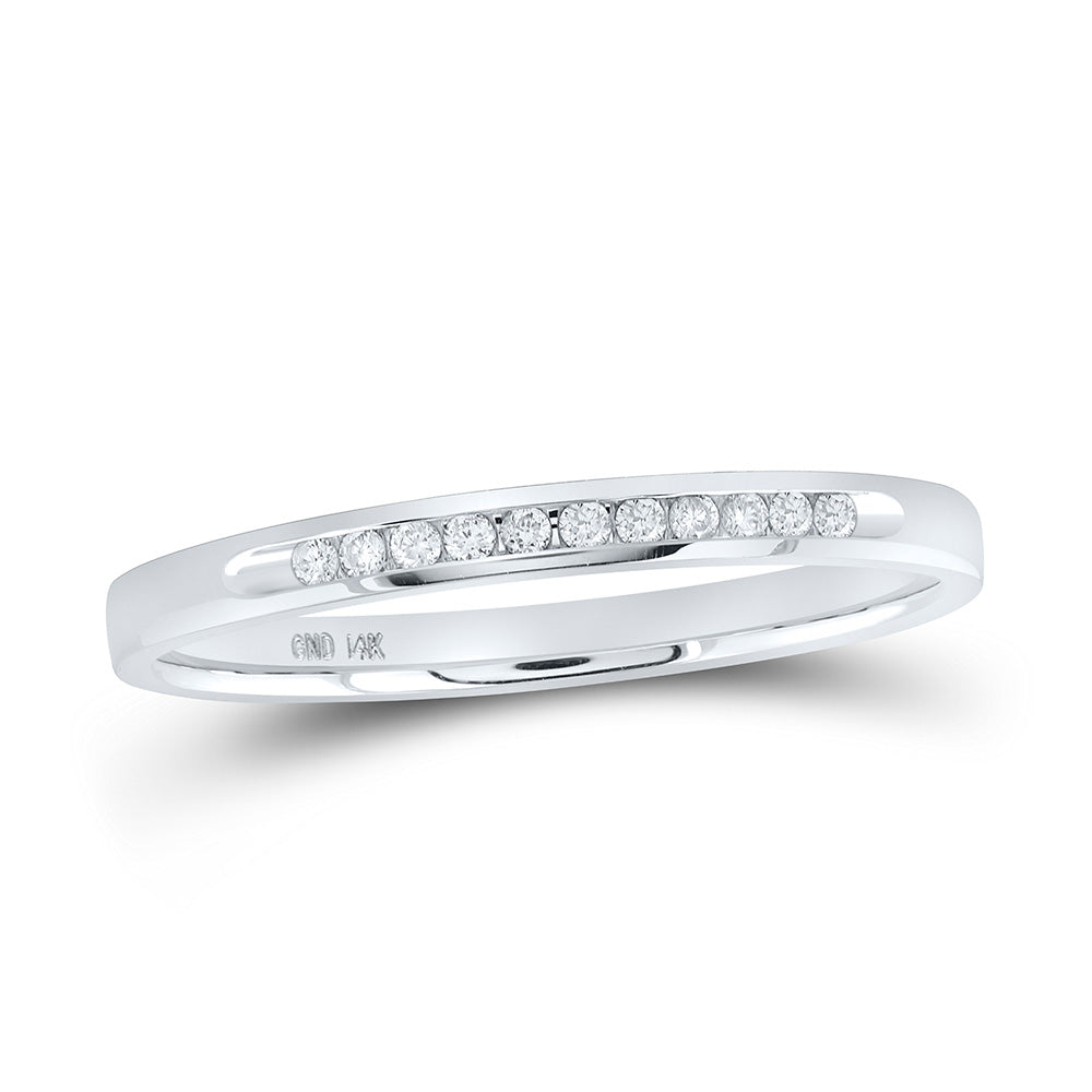 14K Yellow Or White Gold  Womens Round Channel-set Diamond Single Row Wedding Band 1/10 Cttw, Womens Size: 5-10