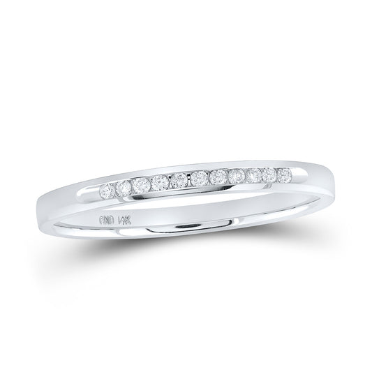 14K Yellow Or White Gold  Womens Round Channel-set Diamond Single Row Wedding Band 1/10 Cttw, Womens Size: 5-10