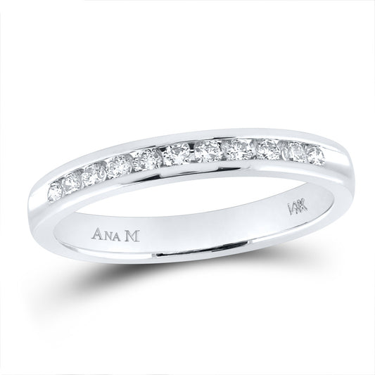 14K White Gold Womens Round Diamond Slender 2.5mm Wedding Band 1/4 Cttw, Womens Size: 5-10