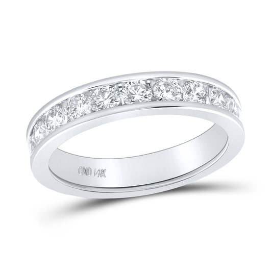 14K White Gold Womens Round Diamond Wedding Single Row Band 1 Cttw, Womens Size: 5-10