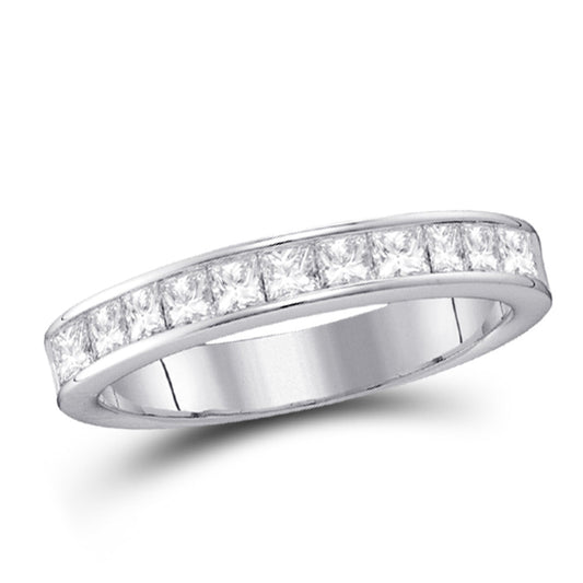14K White Gold Womens Princess Diamond Wedding Band 1/4 Cttw, Womens Size: 5-10