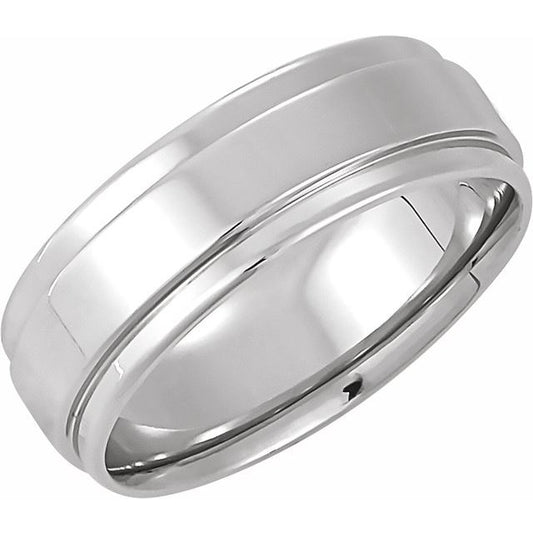 14K Yellow Or White Gold Or Sterling Silver Polished Comfort-Fit Flat Inlay Band