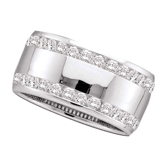 14K White Gold Womens Round Channel-set Diamond Double Row Wedding Band 1 Cttw, Womens Size: 5-10