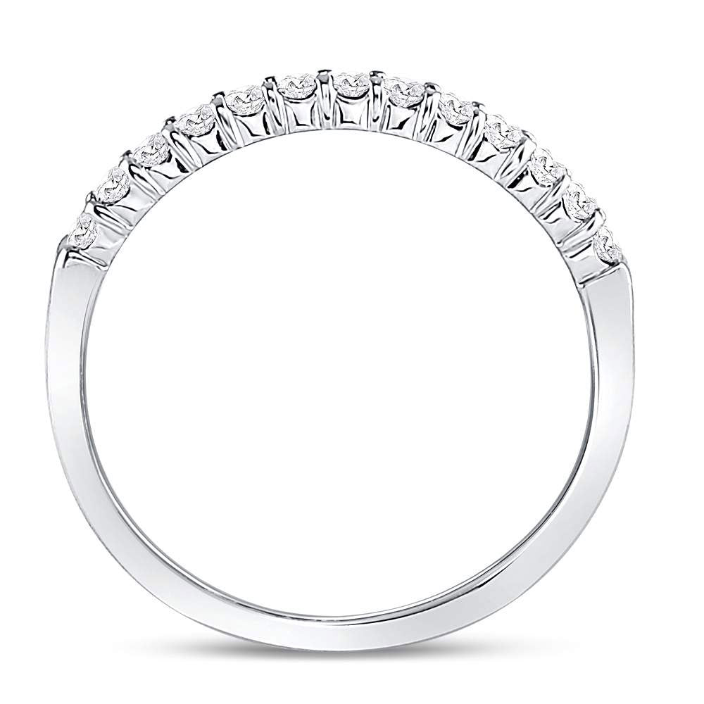 14K White Gold Womens Round Diamond Machine-set Wedding Band Ring 1/4 Cttw, Womens Size: 5-10
