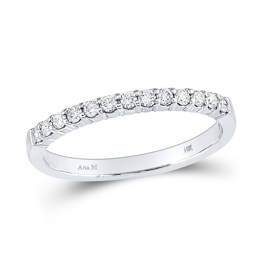 14K White Gold Womens Round Diamond Machine-set Wedding Band Ring 1/4 Cttw, Womens Size: 5-10