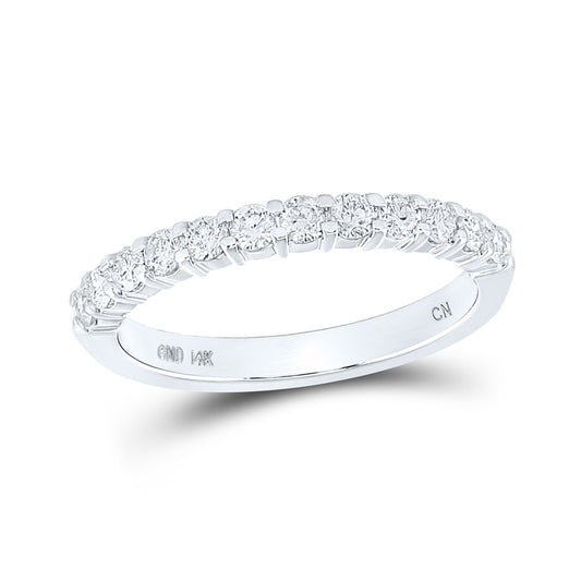 14K White Gold Womens Machine Set Round Diamond Single Row Wedding Band 1/2 Cttw, Womens Size: 5-10