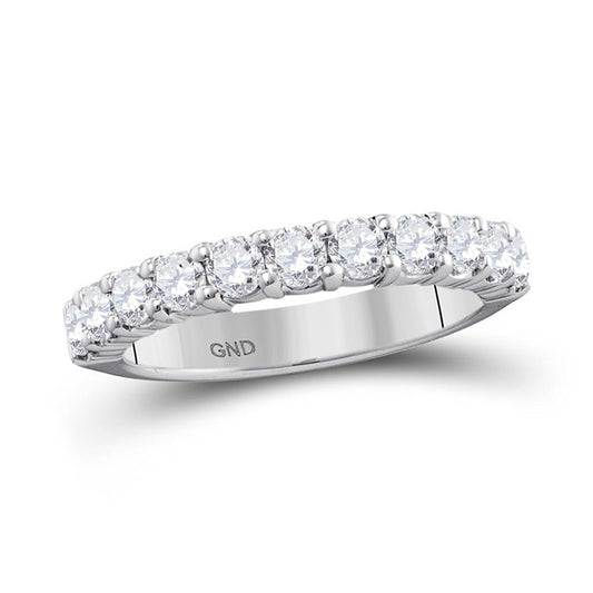 14K White Gold Womens Round Pave-set Diamond Wedding Band 1 Cttw, Womens Size: 5-10