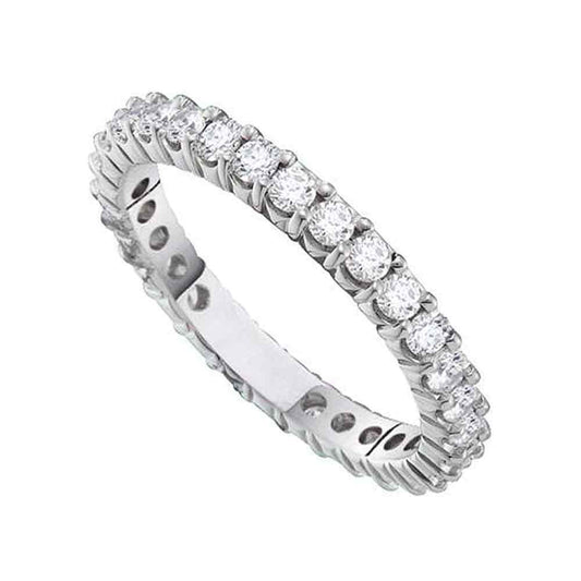 14K White Gold Womens Round Pave-set Diamond Eternity Wedding Anniversary Band 1/2 Cttw, Womens Size: 5-10
