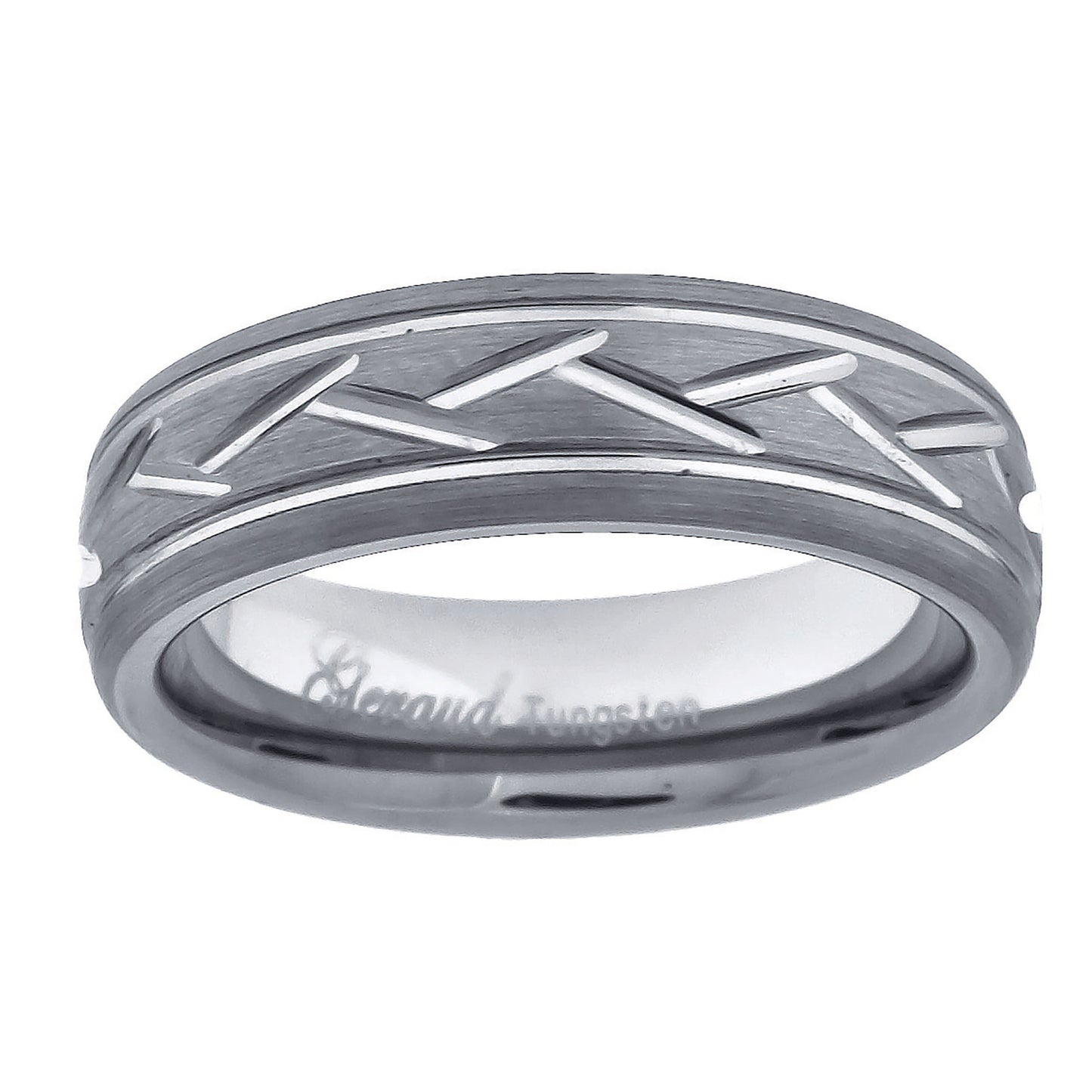 Tungsten Diagonal Cut Grooved Mens Comfort-fit 6mm Sizes 7 - 14 Bridal Anniversary Engagement Wedding Band