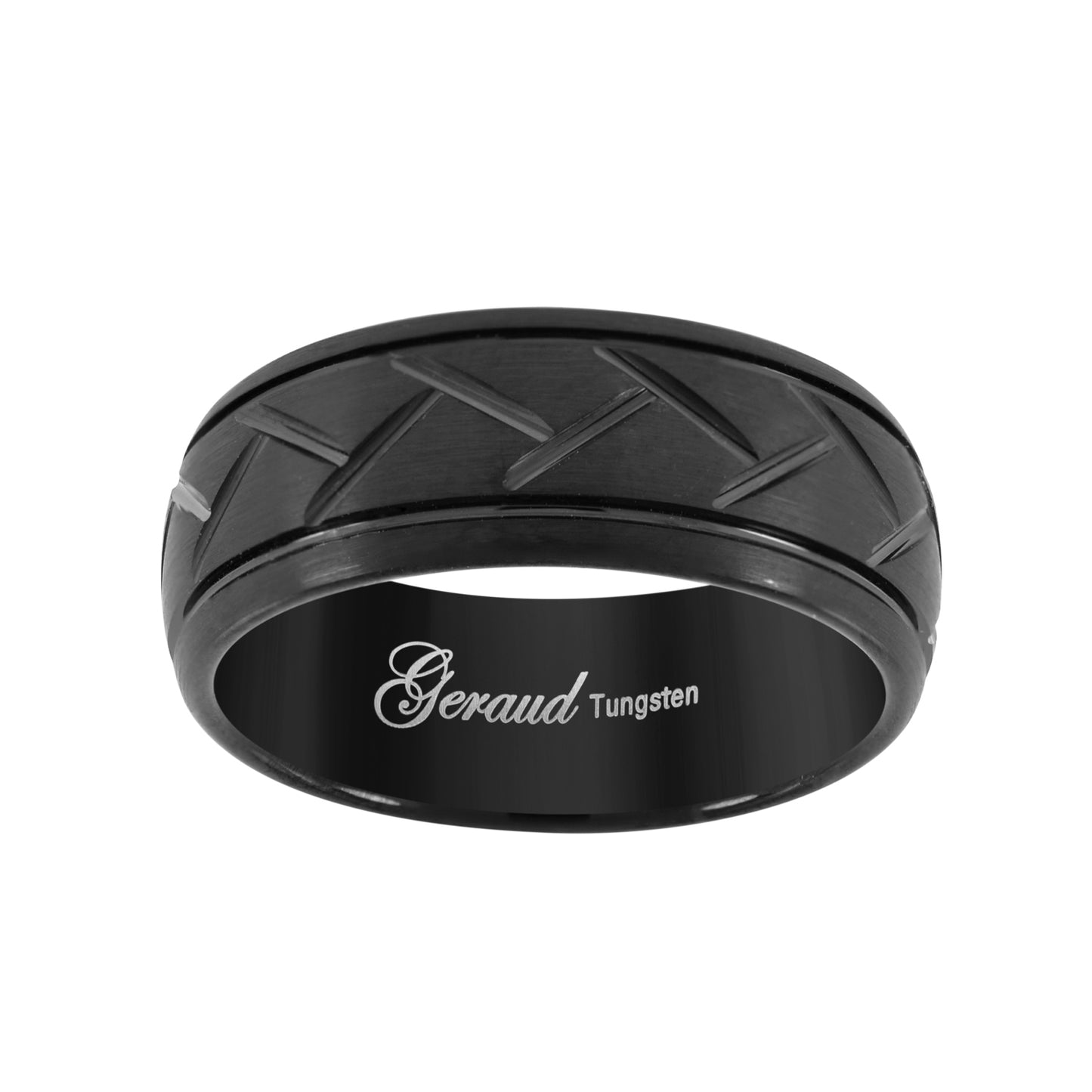 Tungsten Dome Black Grooved Mens Comfort-fit 8mm Sizes 7 - 14 Bridal Anniversary Engagement Wedding Band
