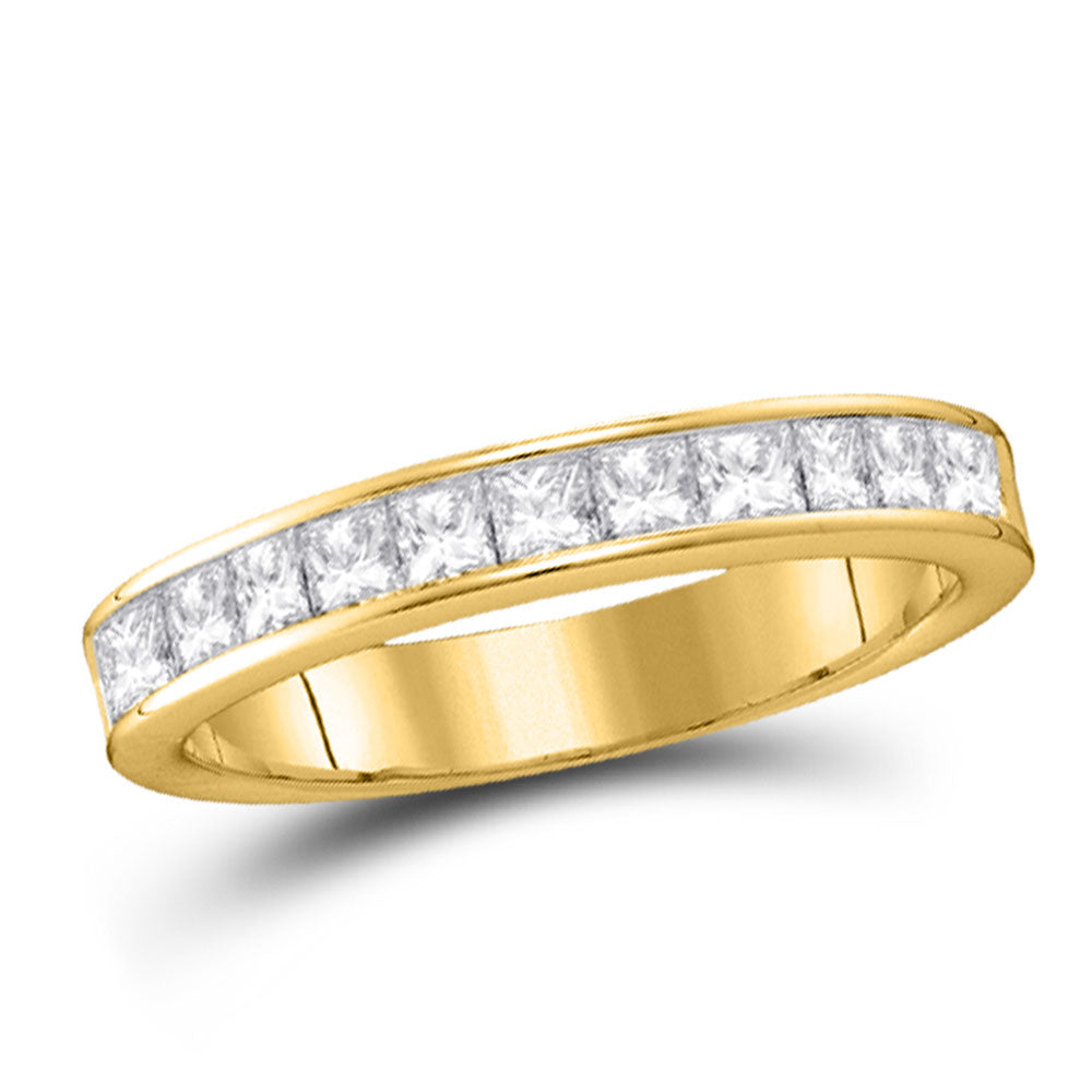 14K Yellow Gold Womens Princess Diamond Wedding Band 1/4 Cttw, Womens Size: 5-10