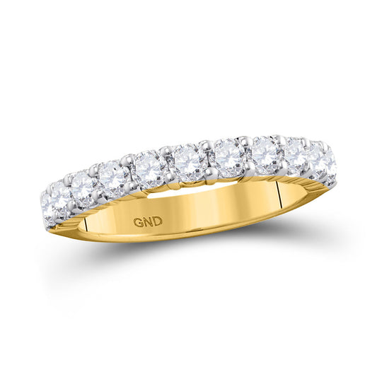 14K Yellow Gold Womens Machine Set Round Diamond Wedding Band 1 Cttw, Womens Size: 5-10