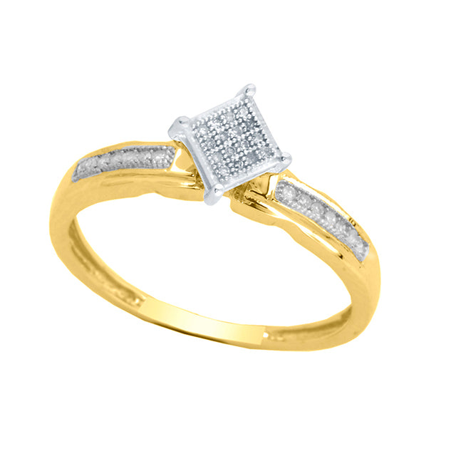10K Yellow Gold 0.09 Cttw Round Micro Pave Diamond Ladies Ring