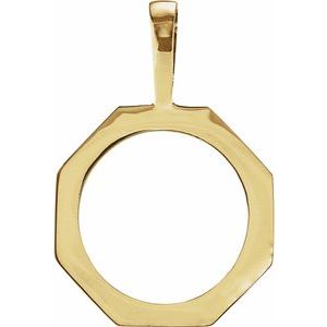 14K Yellow Gold 15 X .76 Mm Polished Coin Frame Bezel Pendant Mounting