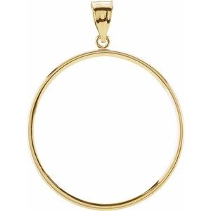 14K Yellow Gold 34.3 Mm Tab Back Polished Coin Frame Bezel Pendant