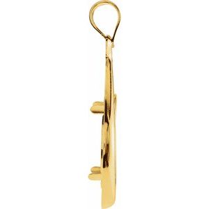 14K Yellow Gold 16.4 Mm Tab Back Polished Tear Drop Pendant Coin Frame Bezel