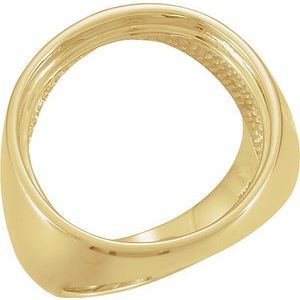 14K Yellow Gold 21.4 Mm Bezel Set Polished Coin Frame Bezel Ring Mounting Size 11