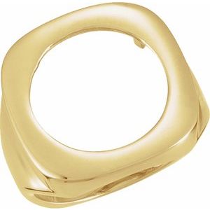 14K Yellow Gold 13 Mm Tab Back Polished Coin Frame Bezel Ring Mounting Size 6