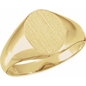 18K Yellow Gold Oval 10 X 8 Mm Brush Polished Signet Ring Size 6