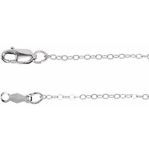 Rhodium-Plated Sterling Silver Lobster Clasp Flat Cable Chain, Length: 24 In, Width: 1.3 Mm