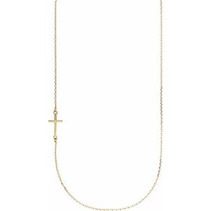 10K Yellow Gold 14.4 X 6.8 Mm 16 In Polished Off-Center Sideways Cross Necklace