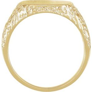 14K Yellow Gold Square 13 X 13 Mm Brush Polished Signet Ring Size 10