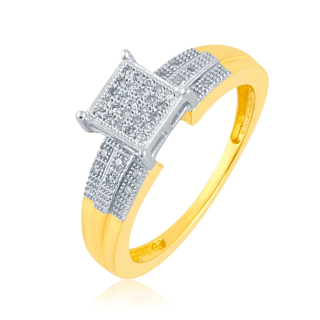 10K Yellow Gold 0.12 Cttw Diamond Ladies Micropave Ring