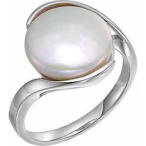Sterling Silver Pearl 13.0-14.0 Mm Cultured White Freshwater Pearl Ring Size 7