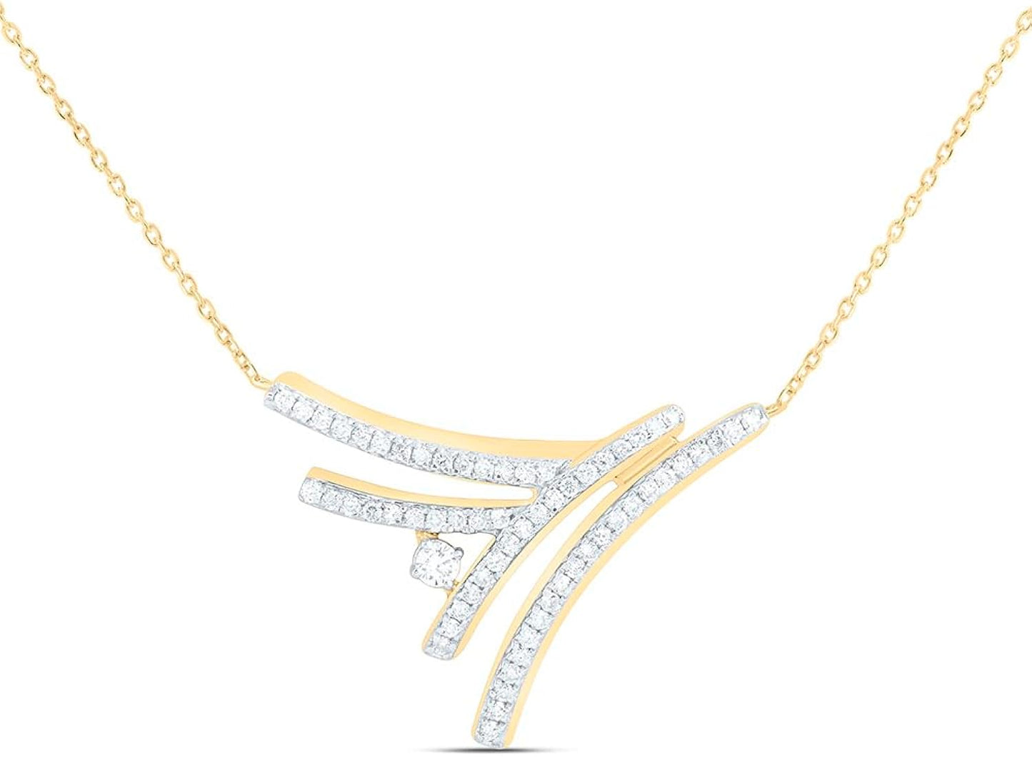 14K Yellow Or White Gold 1/4Ctw Natural Diamond Ana M Fashion Necklace (18 Inch)