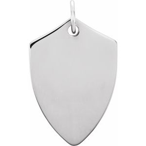 Sterling Silver 22.4 X 14.1 Mm Polished Engravable Shield Pendant