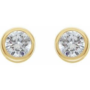 14K Yellow Gold Round 4.5Mm I1, G-H 3/4 Ctw Natural Diamond Solitaire Bezel-set Friction Back Earrings