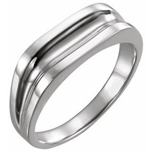 14K White Gold Polished Grooved Ring Size 11