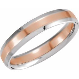 14K White/Rose Gold Comfort-Fit Beveled Edge Band Size 9.5