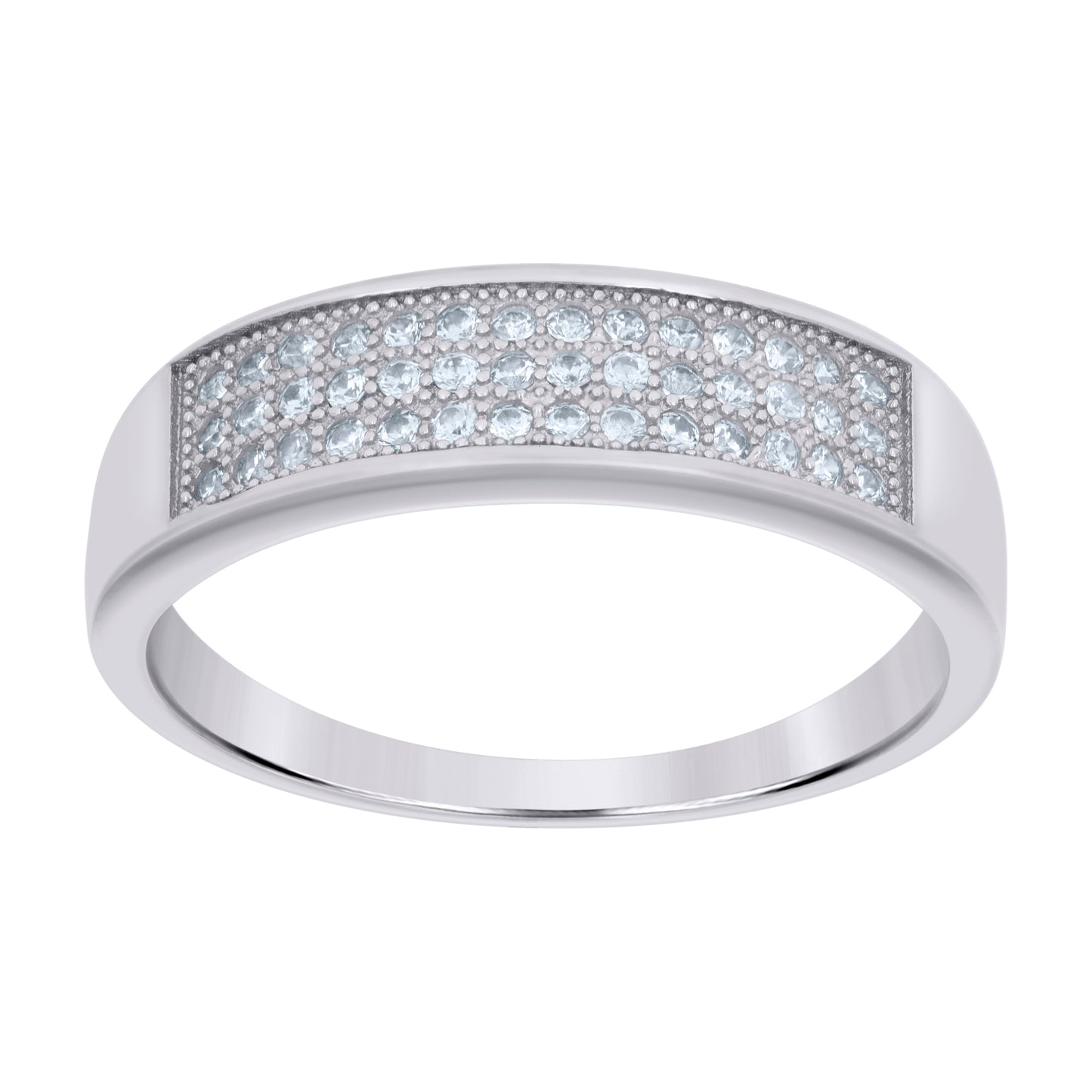 Sterling Silver Women's Cubic Zirconia Cubic Zirconia 3 Row Bridal Anniversary Engagement Wedding Band Ring