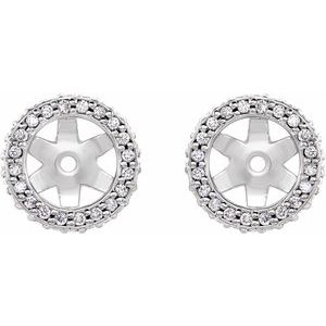 14K White Gold 6 Mm Pair Polished 1/5 Ctw Natural Diamond Halo-Style Earring Jackets