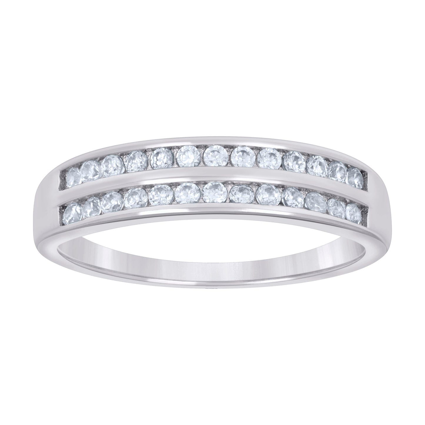 Sterling Silver Women's Cubic-Zirconia Fashion Bridal Anniversary Wedding Engagement Band Ring