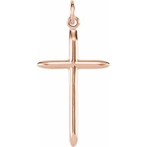14K Rose Gold 25.75 X 14 Mm Polished Cross Pendant