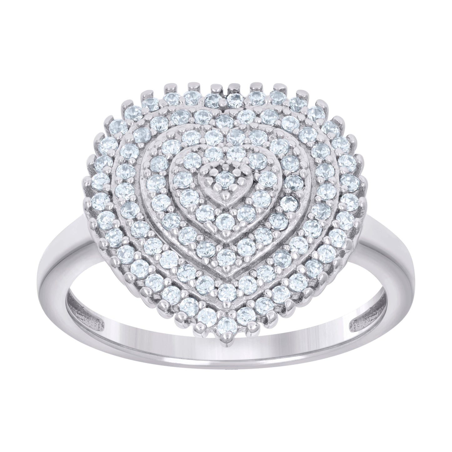 Sterling Silver Women's Cubic-Zirconia Heart Bridal Anniversary Wedding Engagement Band Ring
