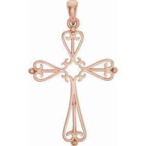 14K Rose Gold 33 X 25 Mm Polished Cross Pendant