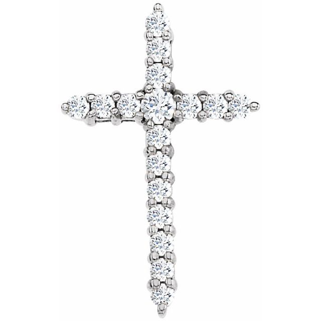 14K White Gold Round  2.4Mm Si1-Si2, G-H Polished 1/3 Ctw Lab Grown Diamond Cross Pendant