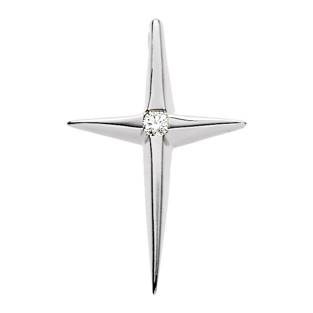 Platinum Round  1.7Mm Si1, G-H Polished .025 Ct Natural Diamond Cross Pendant