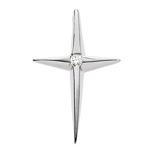 Platinum Round  1.7Mm Si1, G-H Polished .025 Ct Natural Diamond Cross Pendant