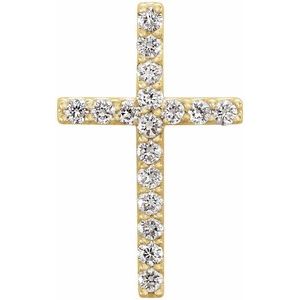 14K Yellow Gold Round 1.3Mm Gh Si1-Si2 1/6 Ctw Lab-Grown Diamond Petite Cross Pendant