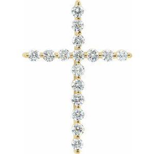 14K Yellow Gold Round 1.7Mm G-H Si1-Si2 1/3 Ctw Lab Grown Diamond Cross Pendant